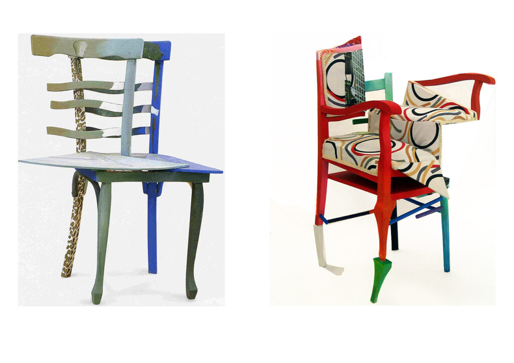 SILLAS I y II 1995 - 2004. 100 x 50 x 45 cm (Acrílico/madera)