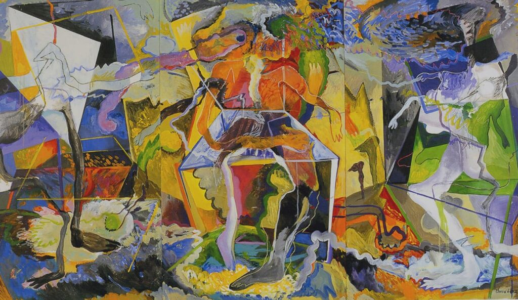 INTERIOR1988. 123 x  210 cm (Mixta sobre tabla)